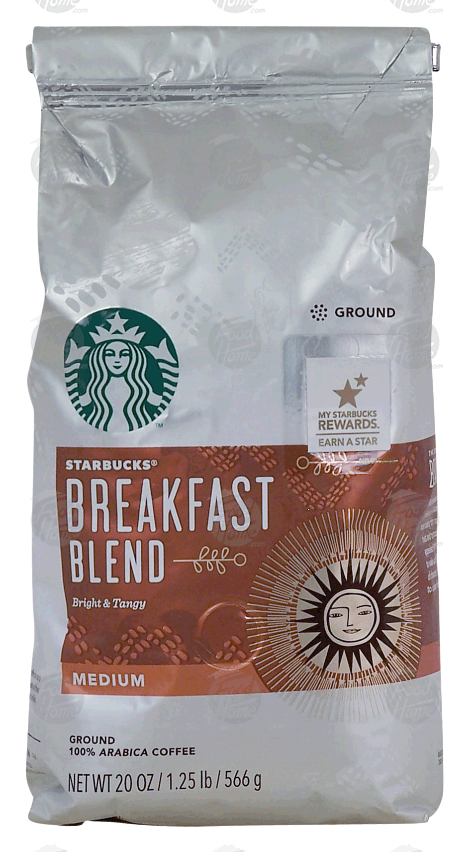 Starbucks Breakfast Blend medium, ground 100% arabica coffee, bright & tangy Full-Size Picture